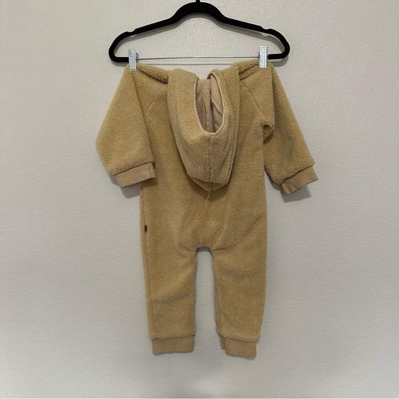 Kid wild toddler strap overlay hooded jumpsuit tan button up size 18-24 months - Picture 2 of 5